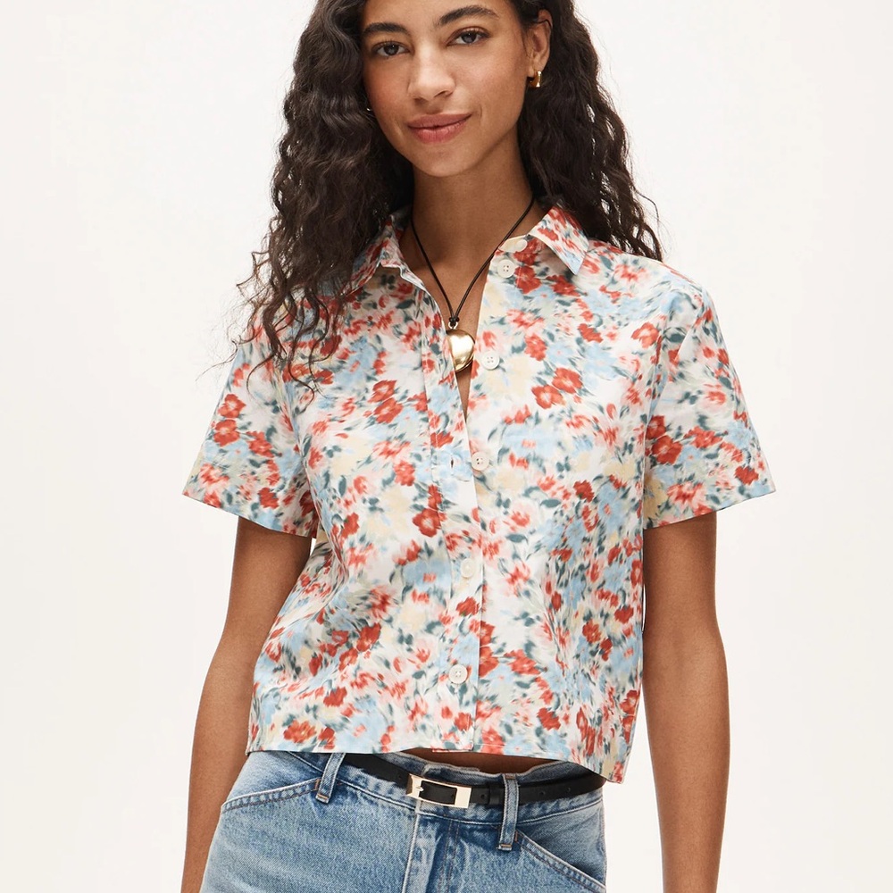 J.Crew Gamine button-down shirt in blurred floral print